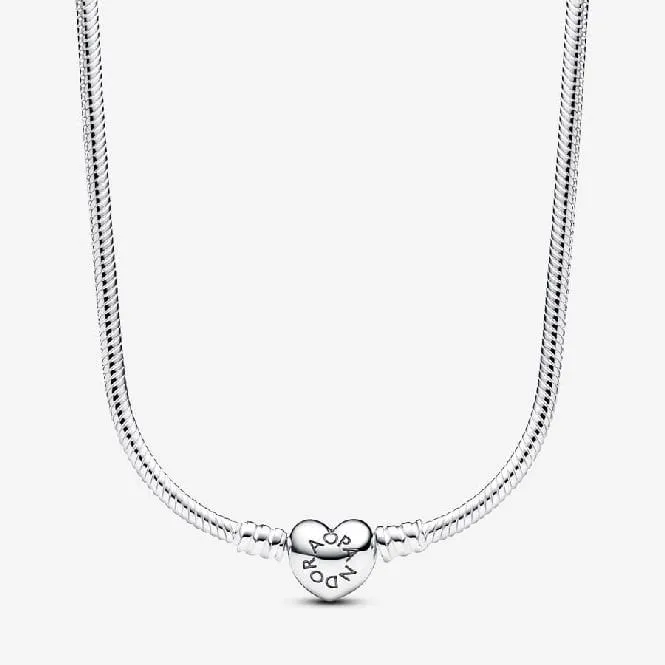 Moments Heart Clasp Snake Chain Necklace, 45cm