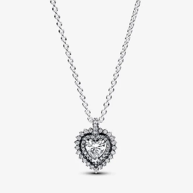 Sparkling Heart Halo Pendant Necklace, 45cm