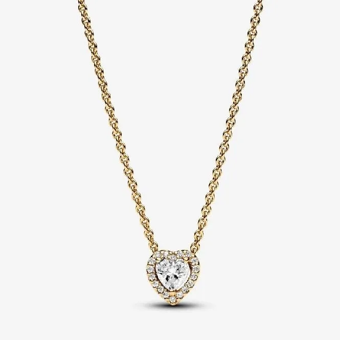 Gold Sparkling Heart Collier Necklace, 45cm