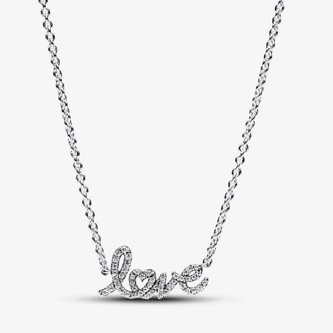 Sparkling Handwritten Love Collier Necklace, 45cm
