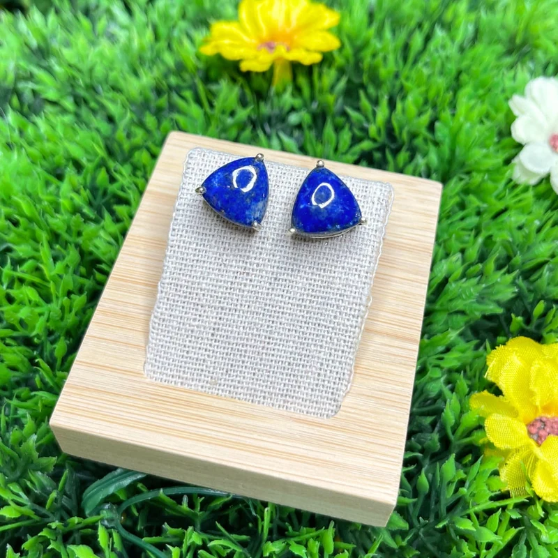 Silberne Dreiecksohrringe (5 Steinvarianten)