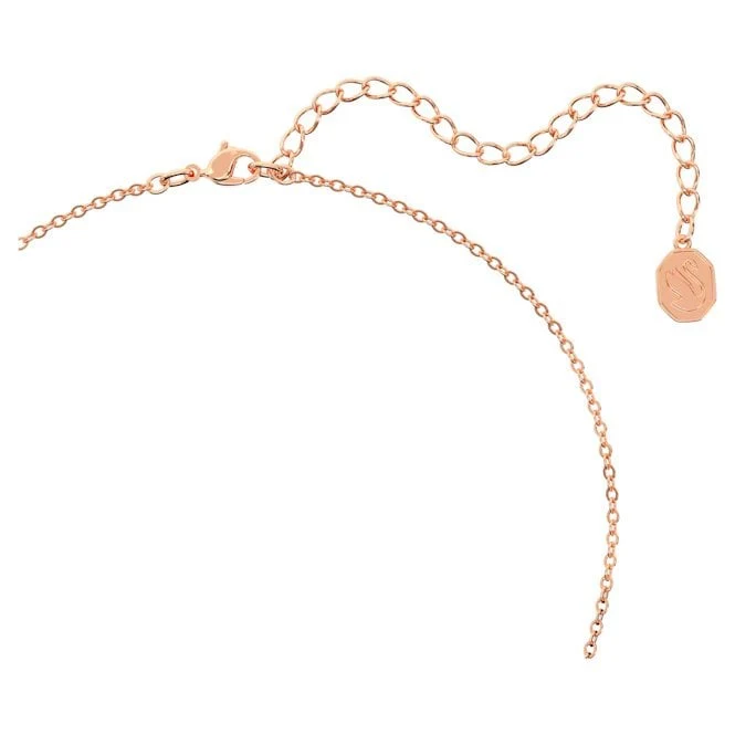 Bella V Pendant Necklace with Round-Cut Pink Crystal in Rose Gold