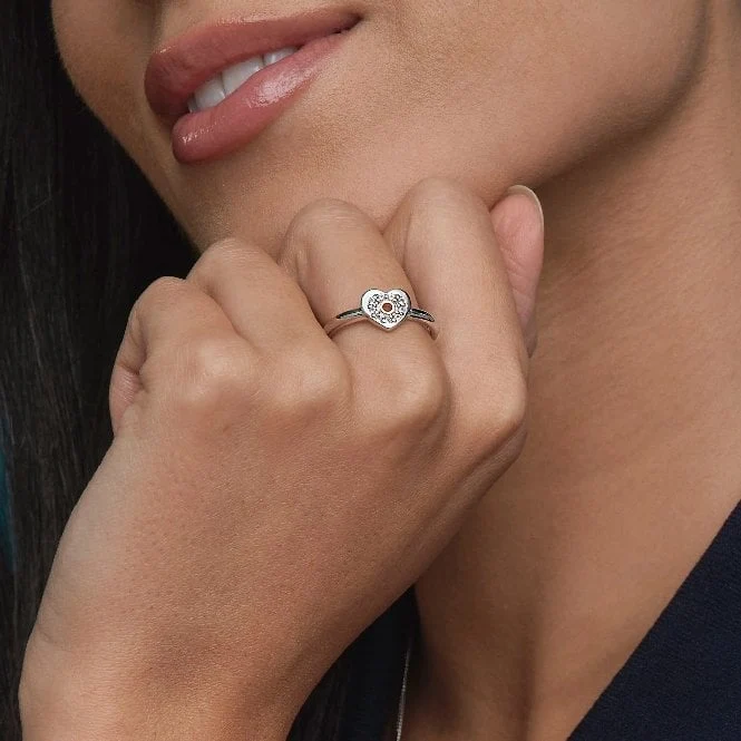 Cariad Sparkle Silver Ring, Size M