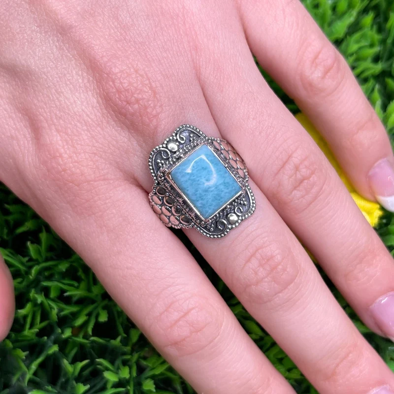 925 Silber Larimar Ring #43