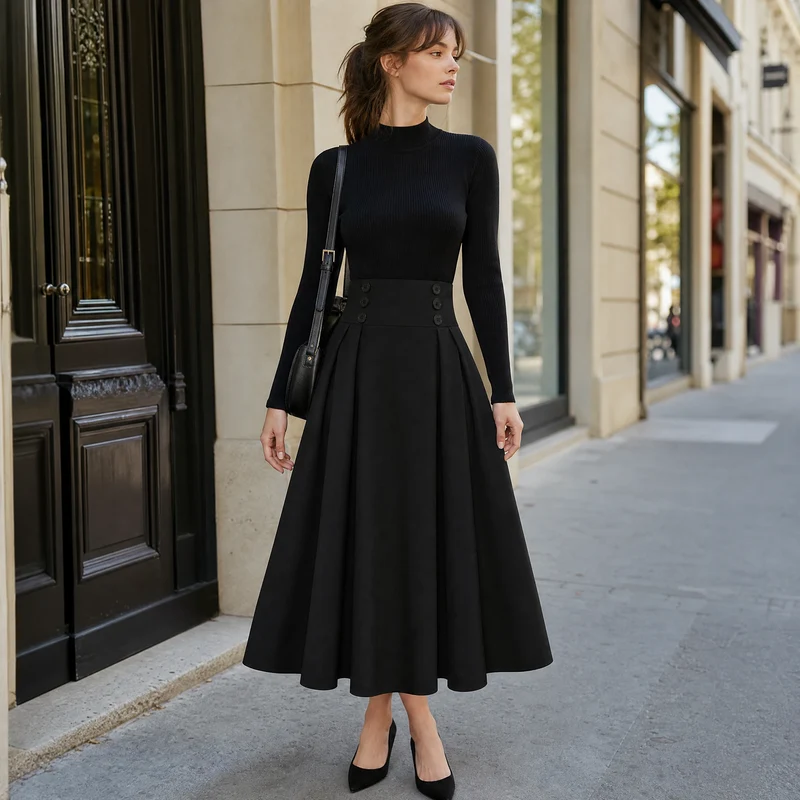 Vintage High Waist Langer Rock
