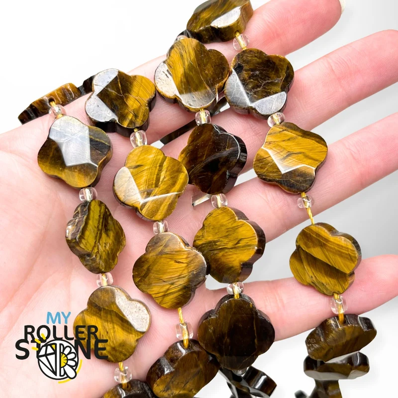 Tigerauge-Kleeblatt-Perle