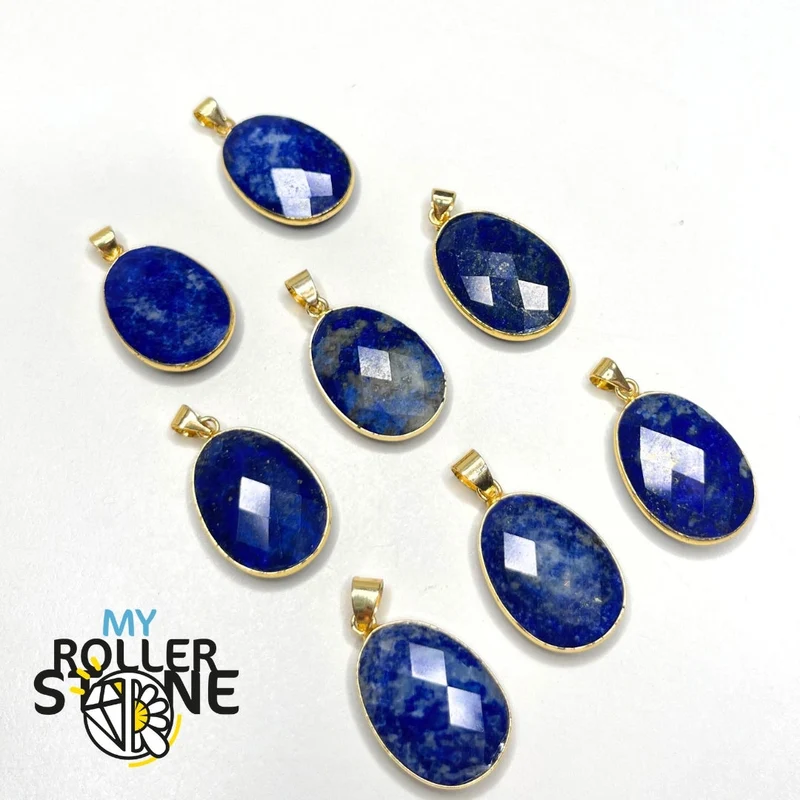 Goldener ovaler Lapislazuli-Anhänger