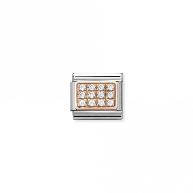 Classic Rose Gold CZ Pave White Grid Sparkly Charms
