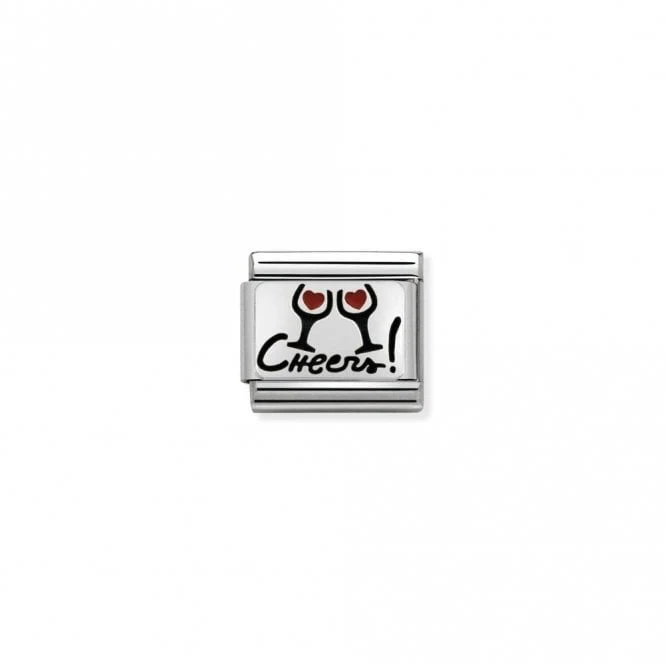 Classic Silver Cheers with Glasses Wedding & Anniversary Charms
