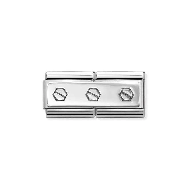 Classic Silver Double Plate Triple Hex Screws Sports & Hobbies Charms