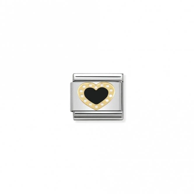 Classic Gold Heart with Dots Black Love & Hearts Charms