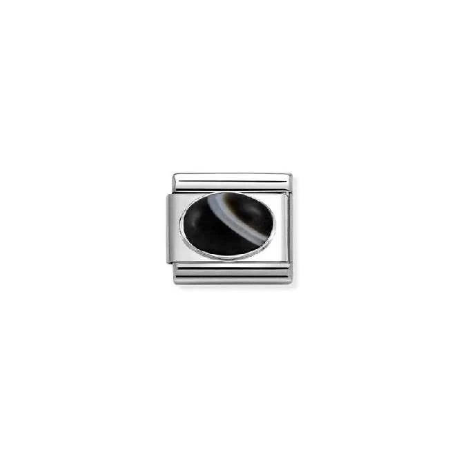 Classic Silver Banded Onyx Mat Sparkly & Stones Charms