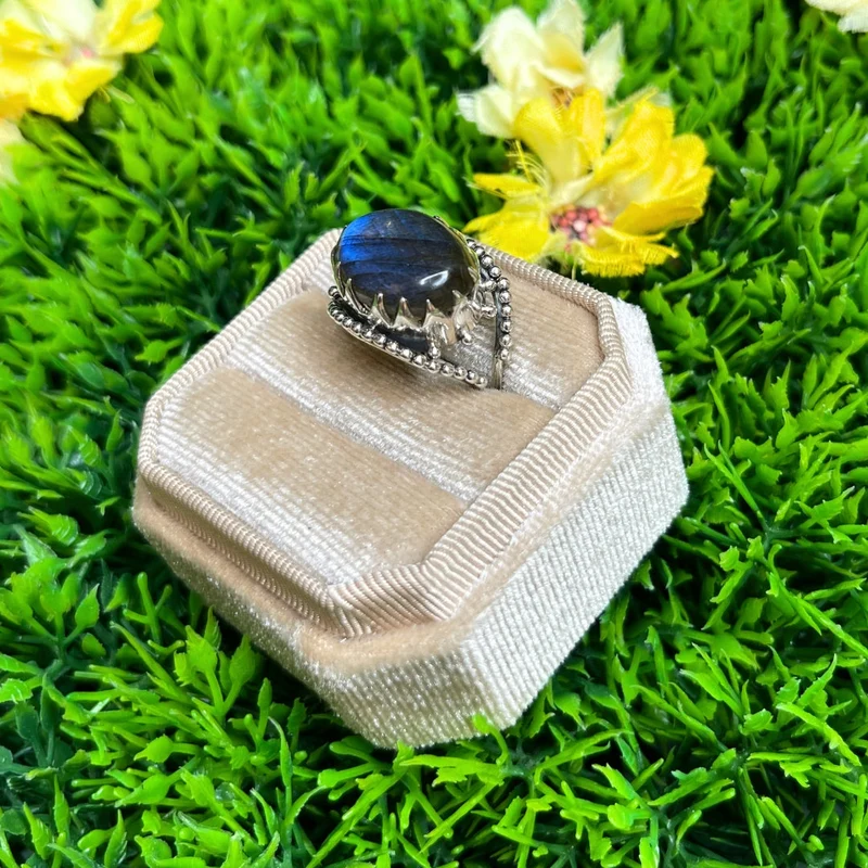 925 Silber Labradorit Bluefire Ring #110