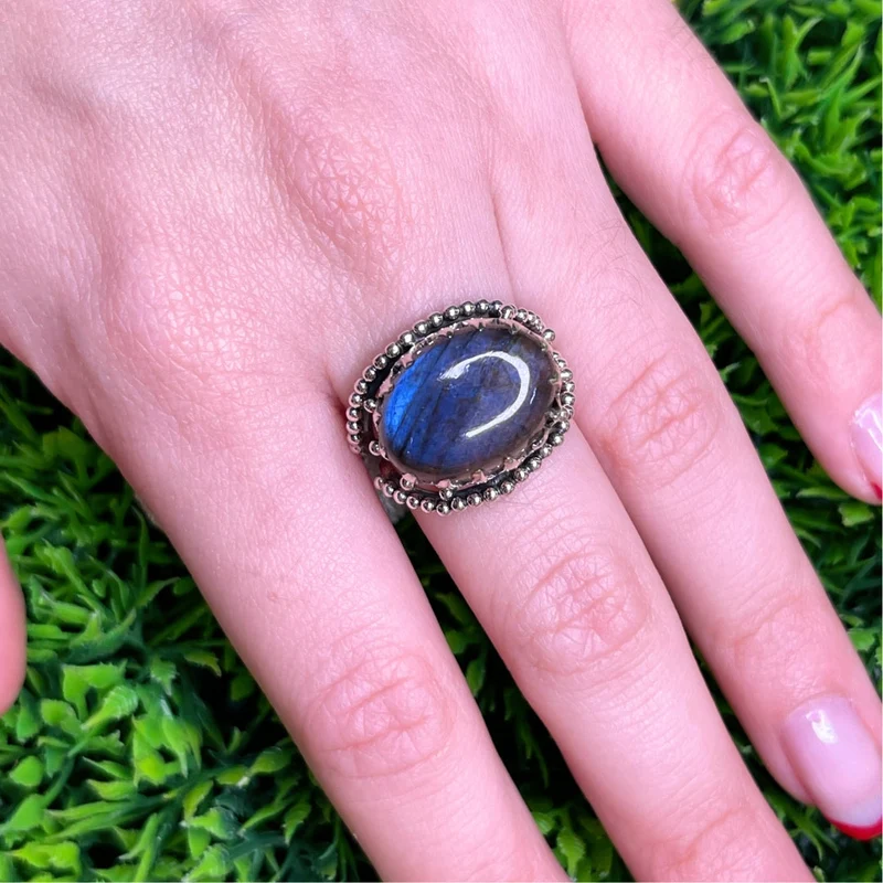 925 Silber Labradorit Bluefire Ring #110