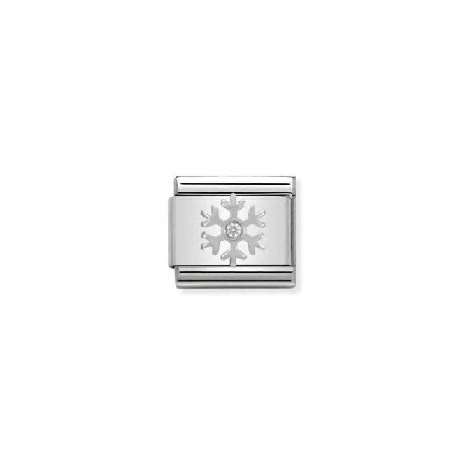 Classic Silver CZ White Snowflake Christmas Charms