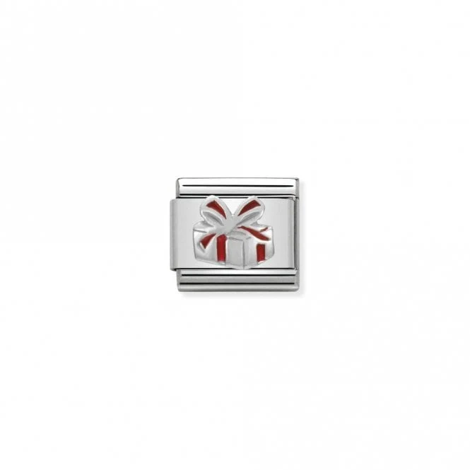 Classic Silver Red Gift Box Christmas Charms