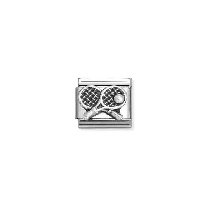 Classic Oxidised Silver Tennis Racket Sports & Hobbies Charms
