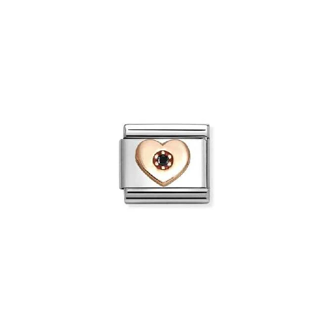 Classic Rose Gold CZ Black Heart Love & Hearts Charms
