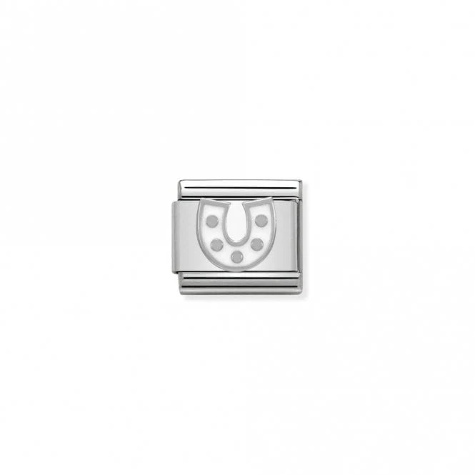 Classic Silver White Horseshoe Good Luck Charms