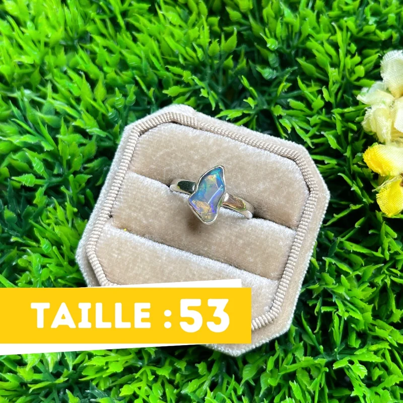 Roher äthiopischer Opal-Silberring Nr. 69