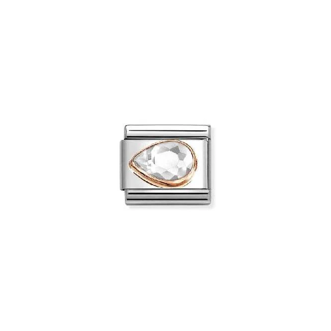Classic Rose Gold and Left Drop CZ White Sparkly & Stones Charms