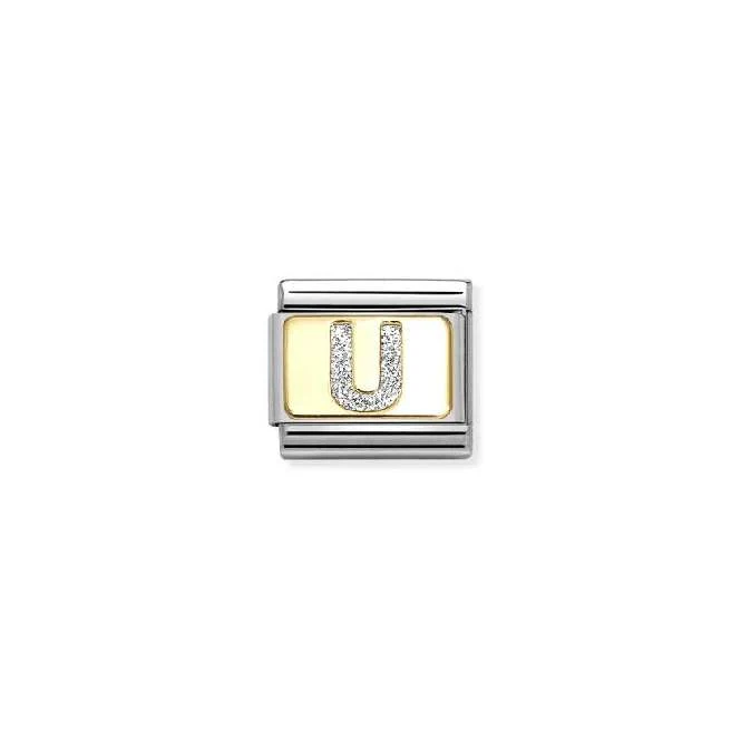 Classic Gold and Enamel Glitter Letter U Letters & Numbers Charms