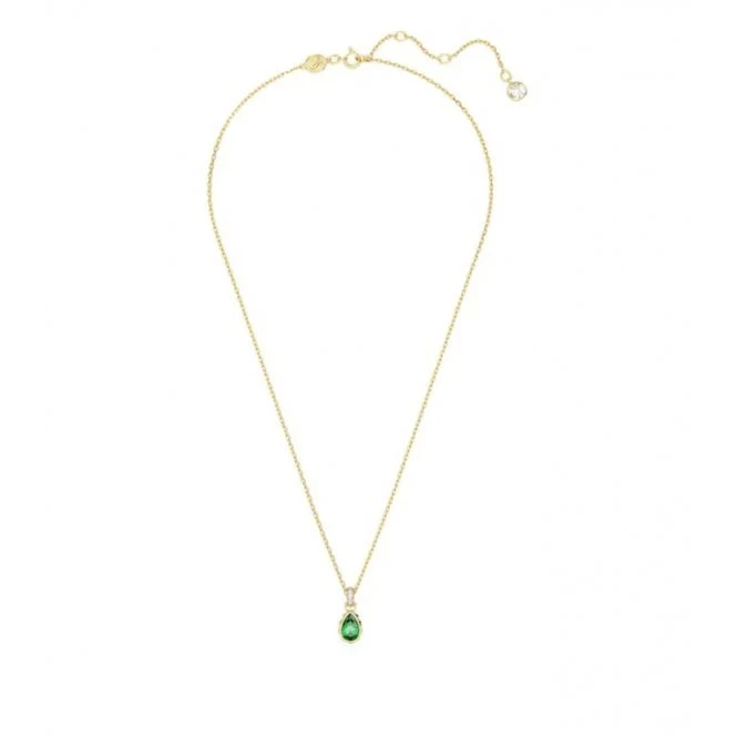 Chroma Pendant Necklace with Pear-Cut Green Crystal in Gold