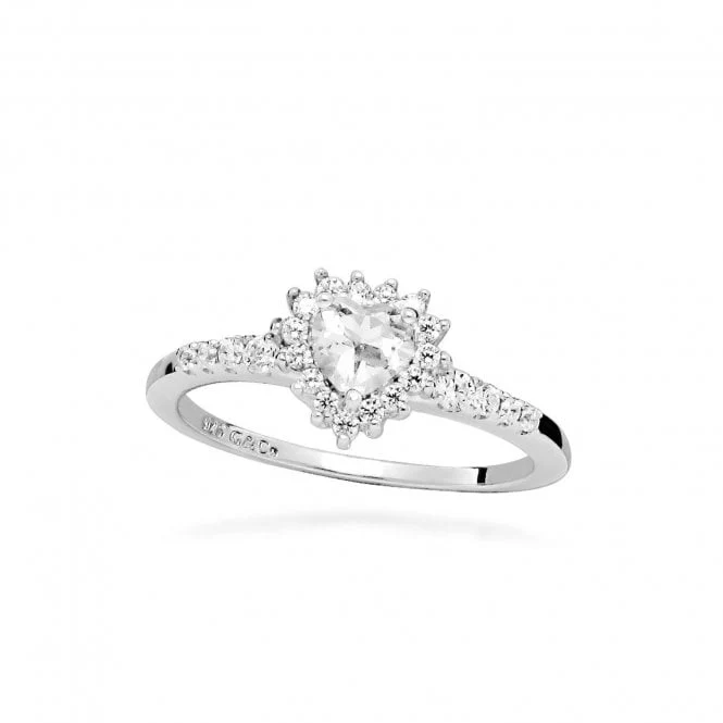 Hope Heart White Topaz Ring, Size 54