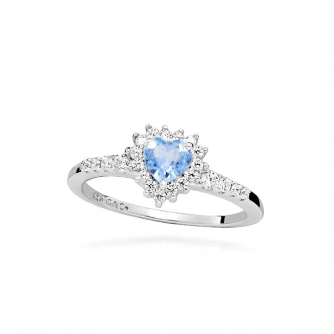 Hope Heart Blue Topaz Ring, Size 54