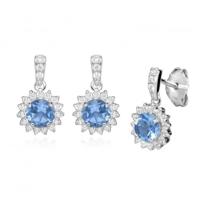 Hope Round Blue Topaz Drop Earrings