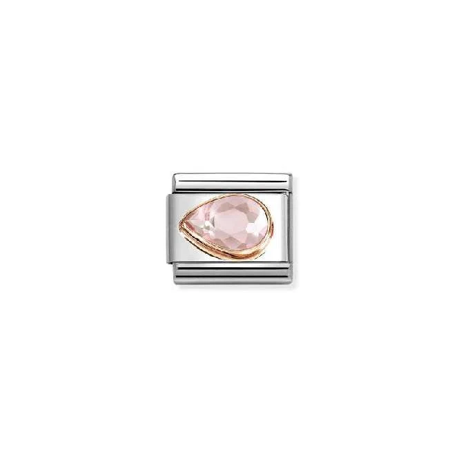 Classic Rose Gold and Left Drop CZ Pink Sparkly & Stones Charms