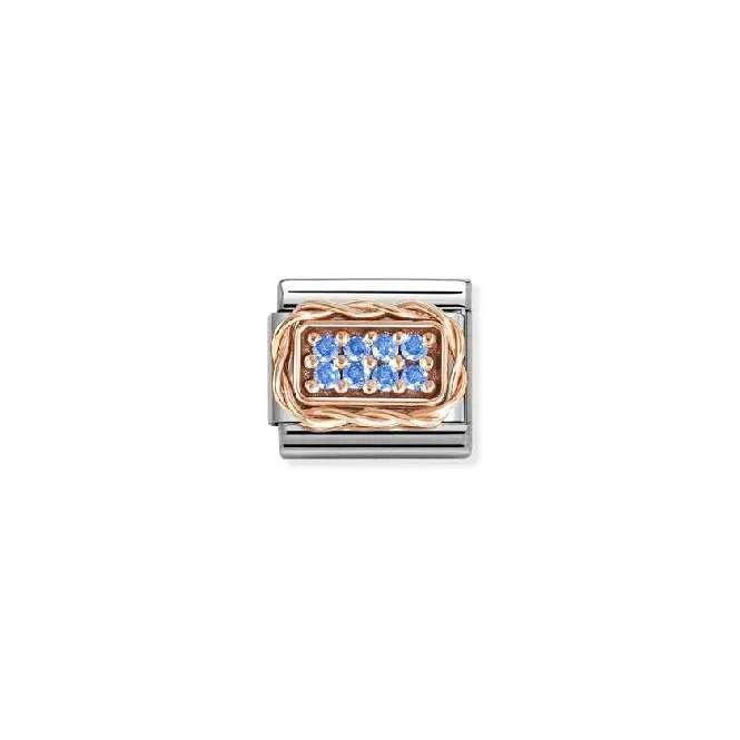 Classic Rose Gold and CZ Pave Light Blue Sparkly & Stones Charms