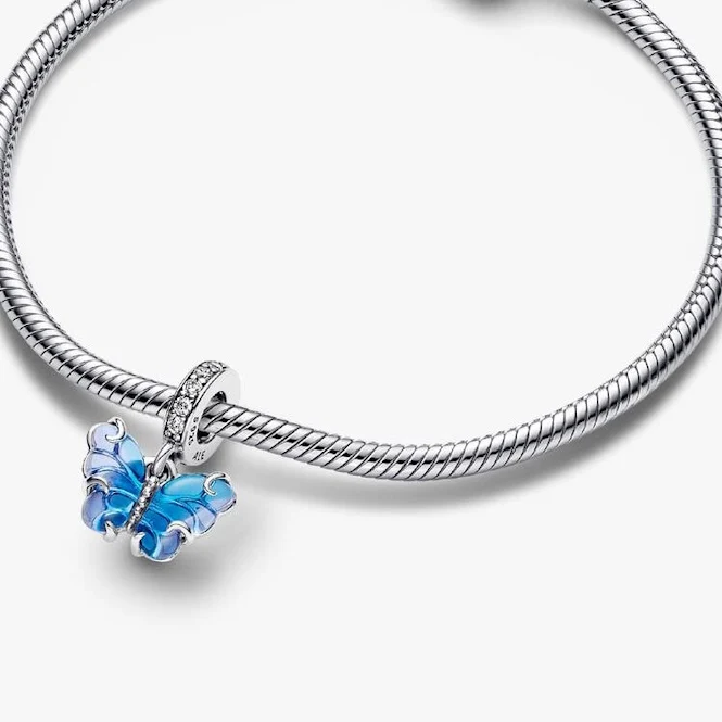 Blue Murano Glass Butterfly Dangle Charms