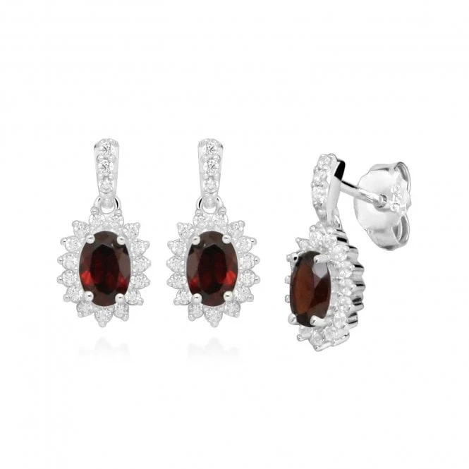Hope Oval Red Garnet Drop Earrings