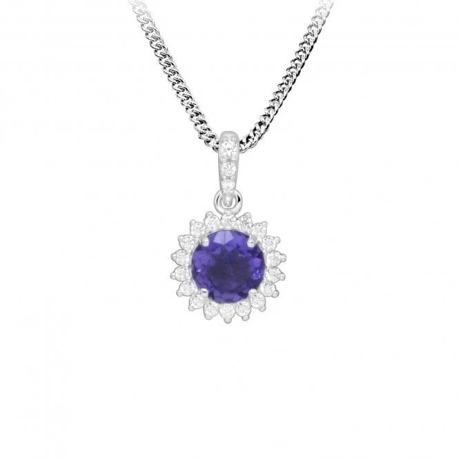 Hope Round Purple Amethyst Pendant Necklace
