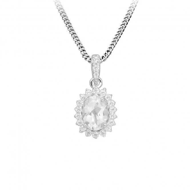 Hope Oval White Topaz Pendant Necklace