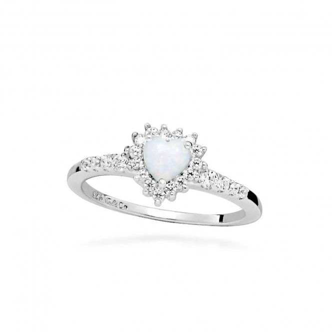 Hope Heart Multicoloured Opal Ring, Size 56