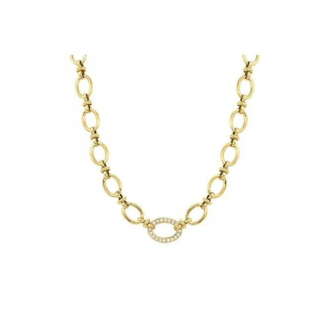 Affinity Gold Steel & CZ Link Necklace