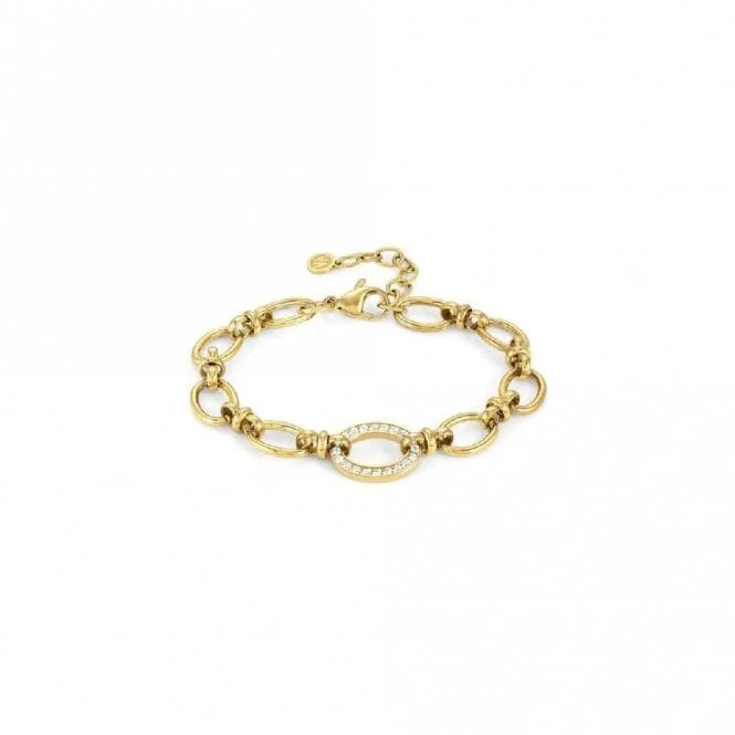 Affinity Gold Steel & CZ Link Bracelet
