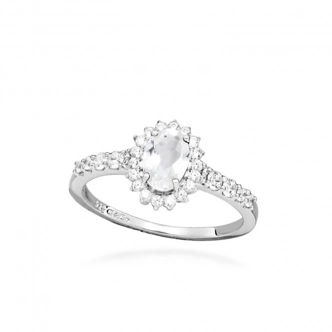Hope Oval White Topaz Ring, Size 52