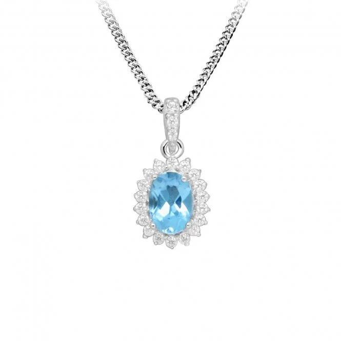 Hope Oval Blue Topaz Pendant Necklace