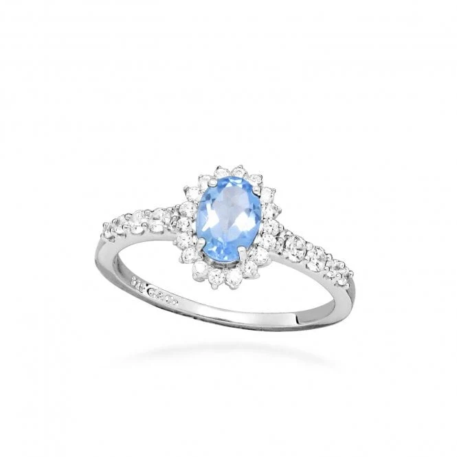 Hope Oval Blue Topaz Ring, Size 54