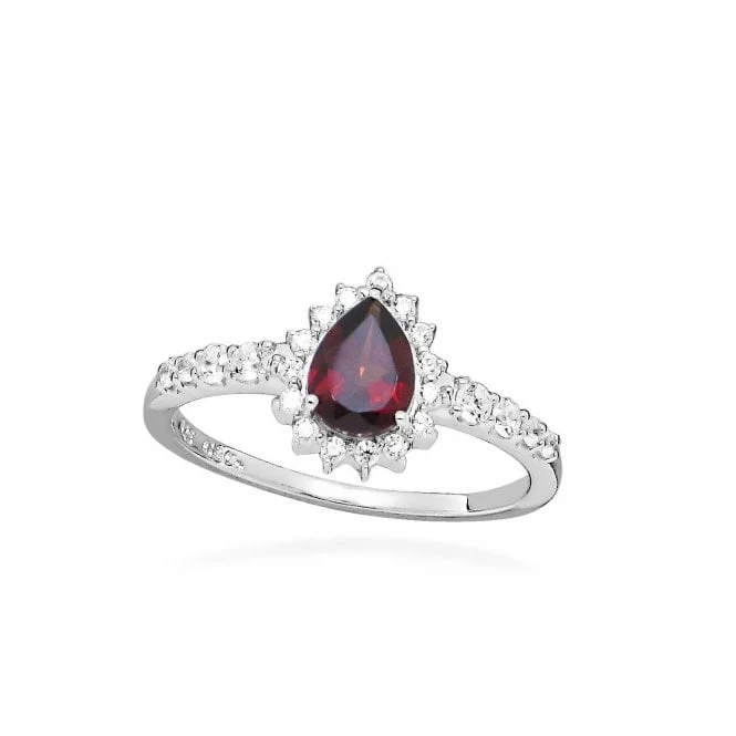 Hope Teardrop Red Garnet Ring, Size 54