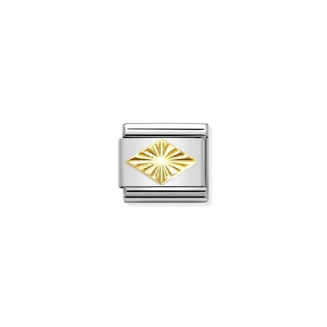 Classic Gold Diamond-Etched Rhombus Fashion & Fun Charms