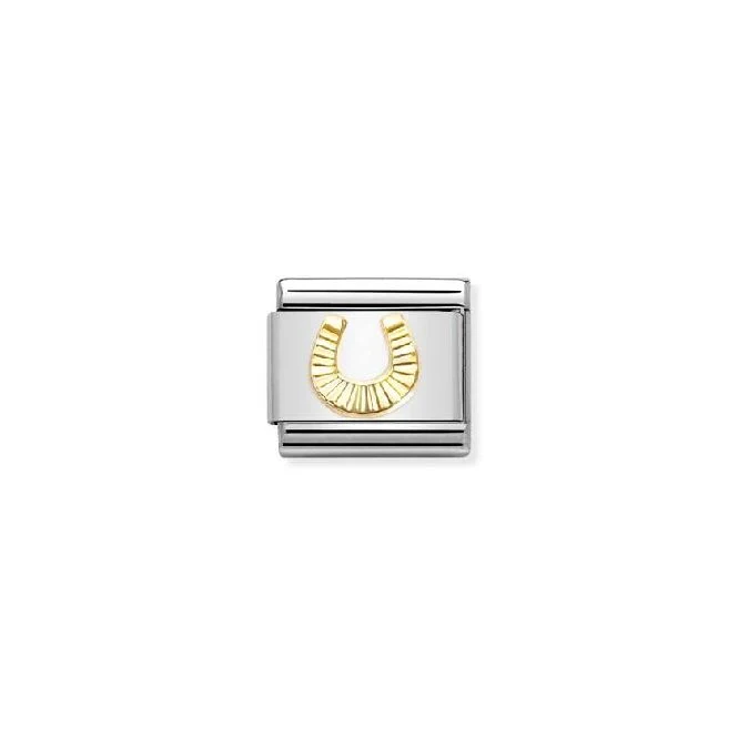 Classic Gold Diamond-Etched Horseshoe Fashion & Fun Charms