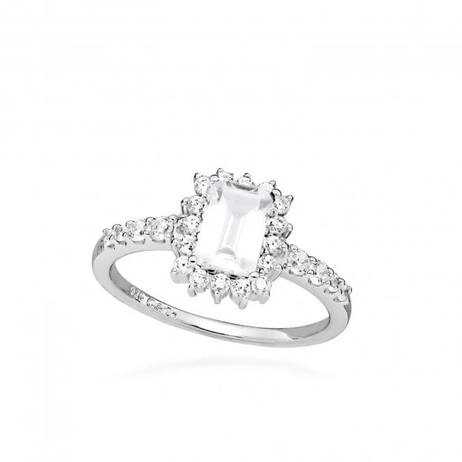 Hope Square White Topaz Ring, Size 52