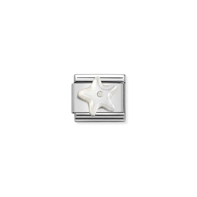Classic Silver Starfish In White Mother Of Pearl Travel & Flag Charms