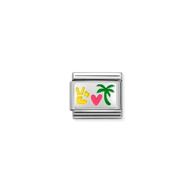 Classic Silver and Enamel Peace Heart Palm Travel & Flag Charms