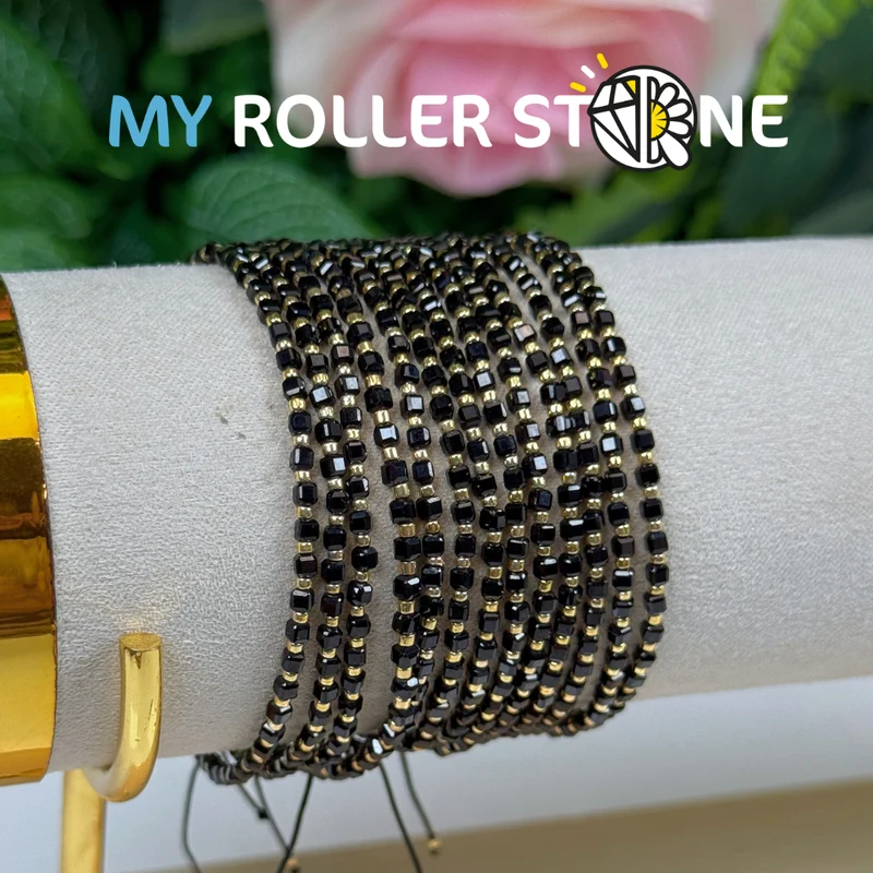 Verstellbares Armband aus schwarzem Spinell