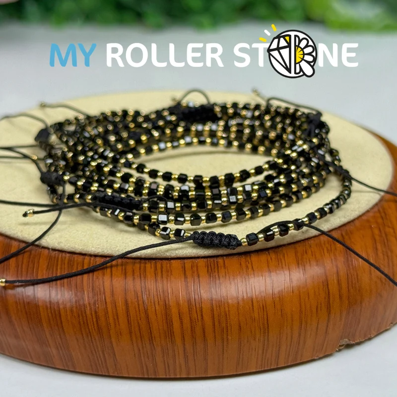 Verstellbares Armband aus schwarzem Spinell